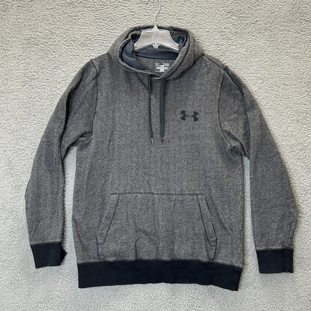 Under Armour Sweatshirt Mens Medium Gray Loose Fit Pullover Cold Gear Hooded